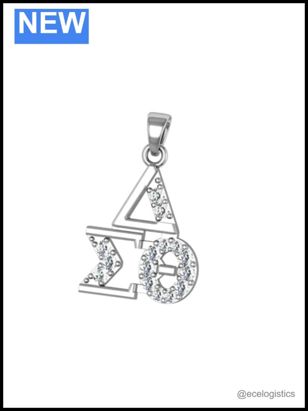 Sterling Silver Delta Sigma Theta Lavalier Necklace 18 Inch Greek Sorority